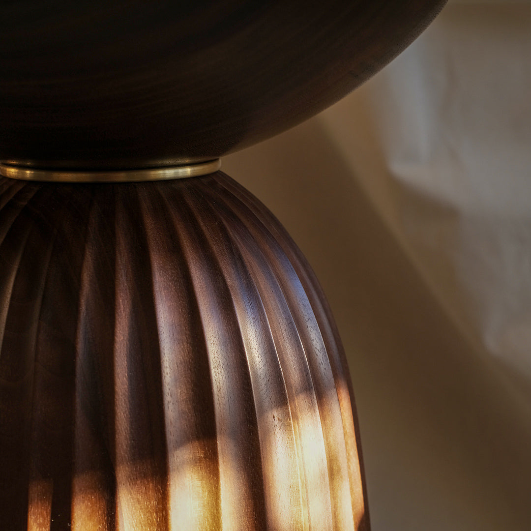 Porcelain and walnut Peon table