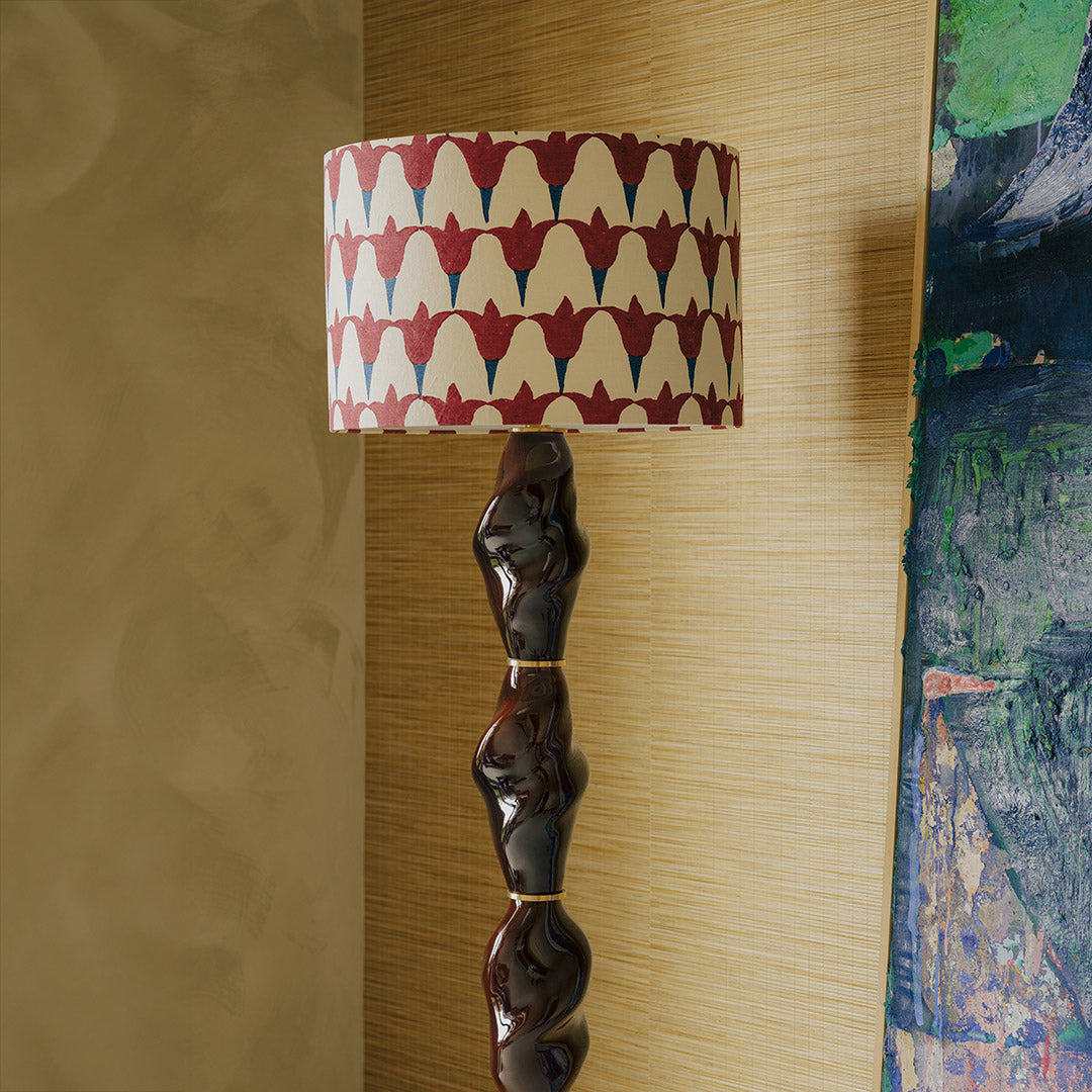 Détail abat-jour de la lampe en porcelaine Casadio crée en collaboration avec Caroline Andréoni.