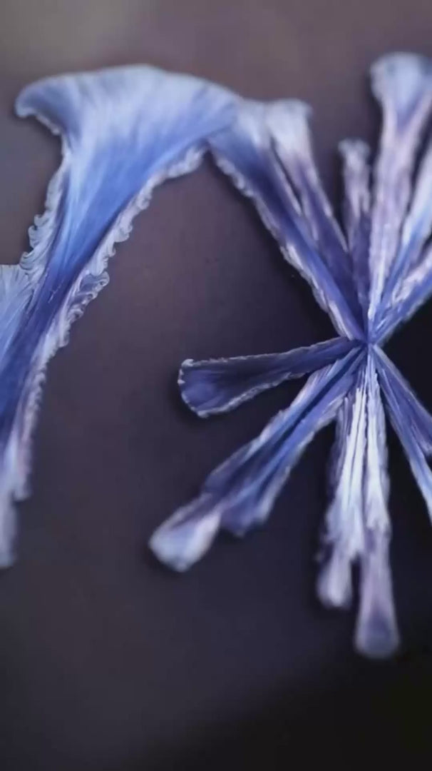 Détail macro de cristallisation sur céramique Ombre d’Or.